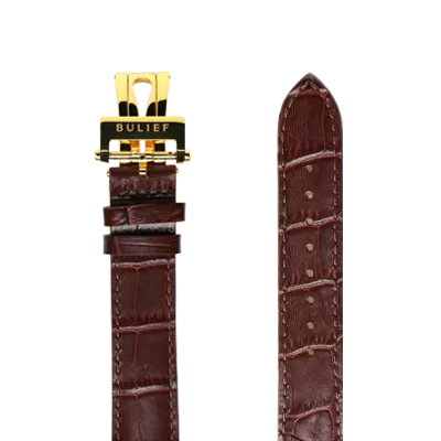 Brown Croco Style Leather - Gold Buckle